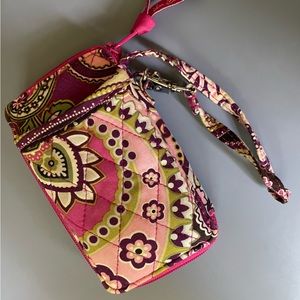 Vera Bradley Wristlet Zipper Wallet Pink, Purple, Green Paisley Pattern Like New